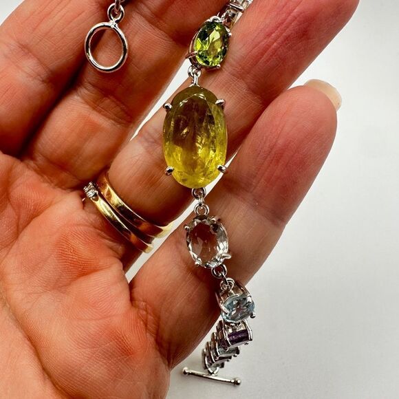 NWOT 7" One-of-a-kind Multi-gemstone and sterling silver bracelet! - Picture 13 of 16
